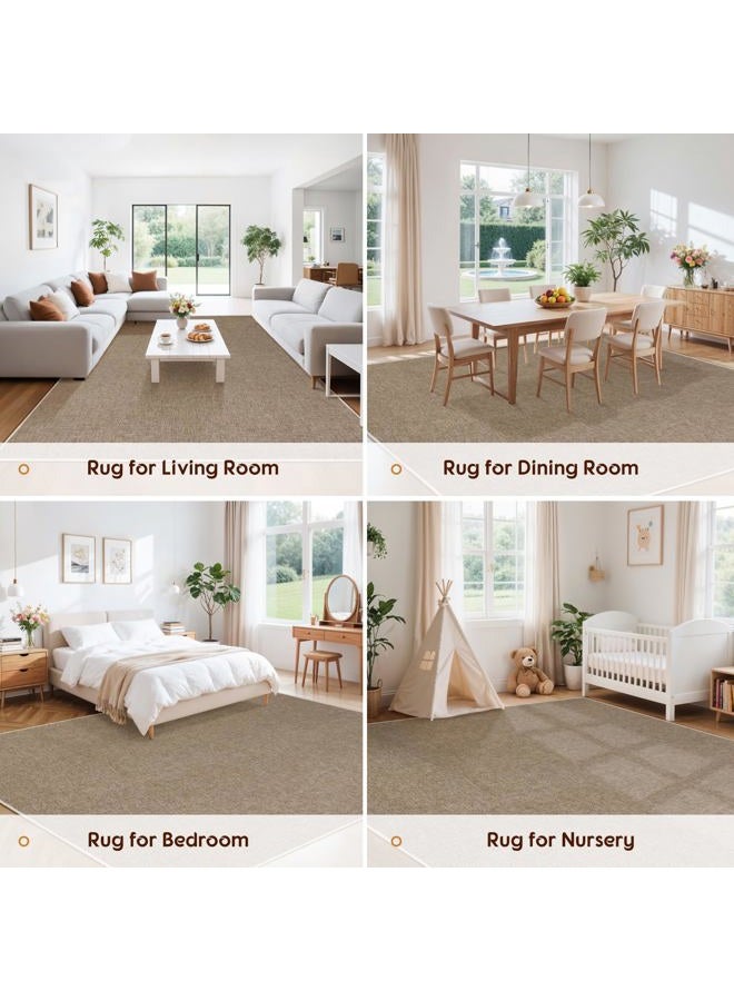 LBRO2M Easy Jute Solid Area Rug 8X10 Washable Rugs for Living Room Bedroom Natural Jute Indoor Outdoor Carpet Durable, Solid Non Shedding Eco Friendly (8X10 Natural) - Image 3