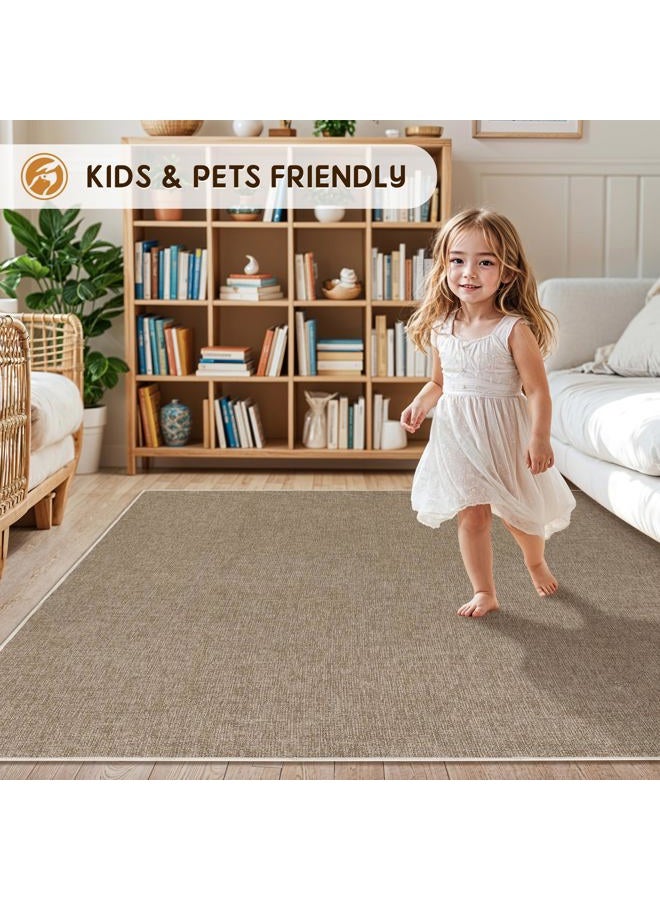 LBRO2M Easy Jute Solid Area Rug 8X10 Washable Rugs for Living Room Bedroom Natural Jute Indoor Outdoor Carpet Durable, Solid Non Shedding Eco Friendly (8X10 Natural) - Image 4