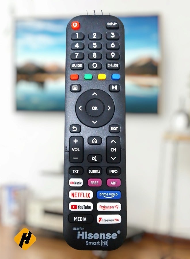 يعمل جهاز التحكم عن بُعد TV Smart Smart Smart مع جميع Hisense TV LED LCD Plasma |جهاز التحكم عن بُعد في التلفزيون الذكي لـ Hisense مع Netflix Prime Video Youtube Rakuten TV & Freeview Play Bail