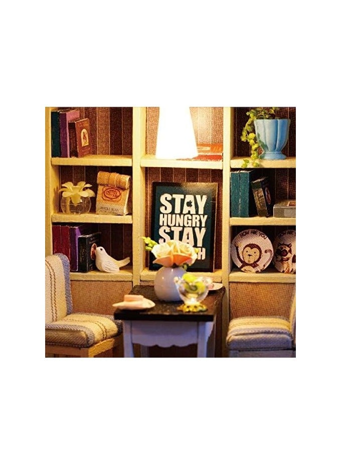 general DIY Mini Loft Dollhouse Kit Realistic Mini 3D Log House Room Toy With Furniture LED Light Birthday Gift - Image 5