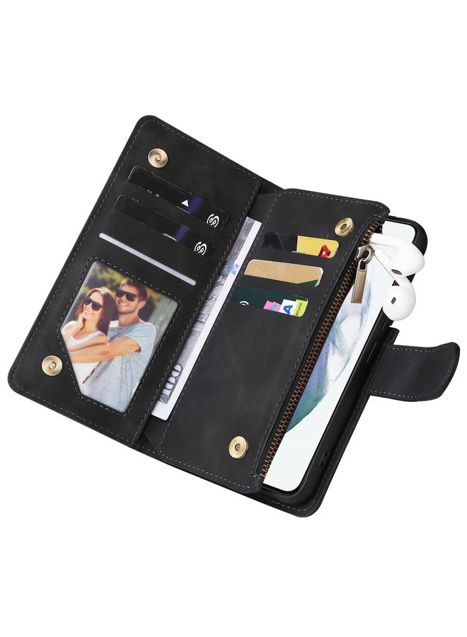 اس-توب جراب جلدي متعدد الوظائف لهاتف Samsung Galaxy S22 5G مع فتحة بطاقة وحامل ومحفظة بسحاب وإطار صورة - Image 5