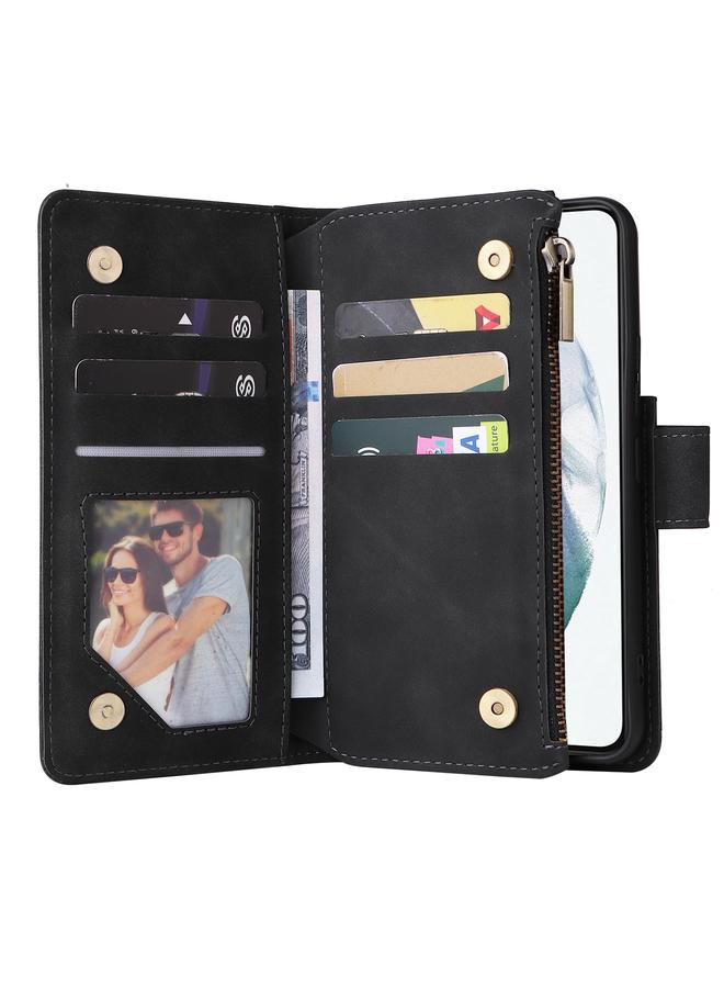 اس-توب جراب جلدي متعدد الوظائف لهاتف Samsung Galaxy S22 5G مع فتحة بطاقة وحامل ومحفظة بسحاب وإطار صورة - Image 4