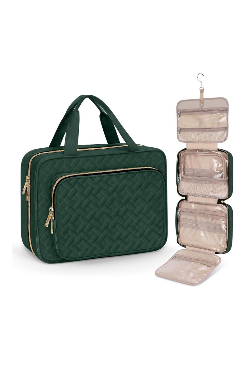 Toiletry Bag for Women, Large Cosmetic Travel Bag, Hanging Toiletry Bag for Bathroom, Thickened PVC Waterproof Travel Makeup Bag, Toiletries Bag for Travel Business Trips and Camping Green - Image 1