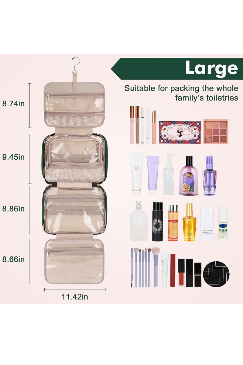Toiletry Bag for Women, Large Cosmetic Travel Bag, Hanging Toiletry Bag for Bathroom, Thickened PVC Waterproof Travel Makeup Bag, Toiletries Bag for Travel Business Trips and Camping Green - Image 2