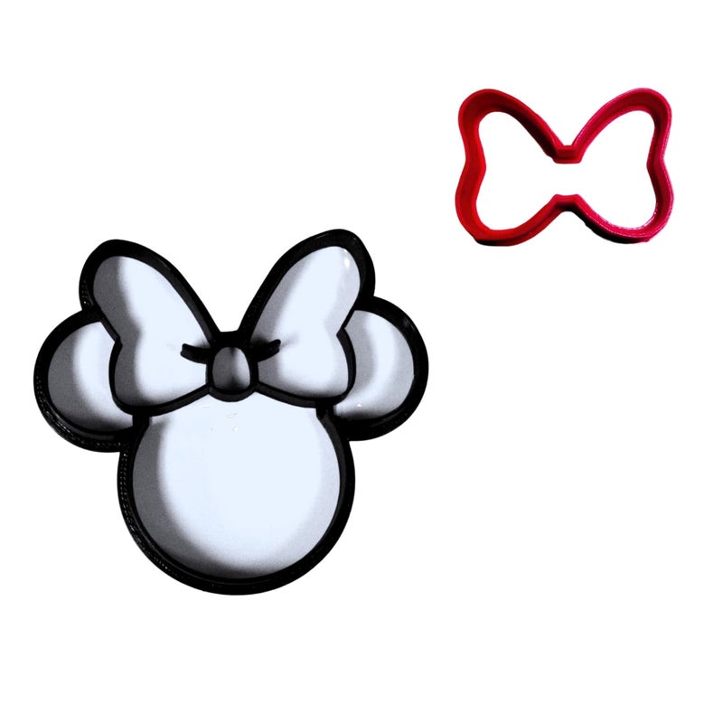 YNGLLC MINNIE MOUSE AND HER BOW CARTOON CHARACTER SET OF 2 SPECIAL OCCASION COOKIE CUTTERS 3D PRINTED MADE IN USA PR1539