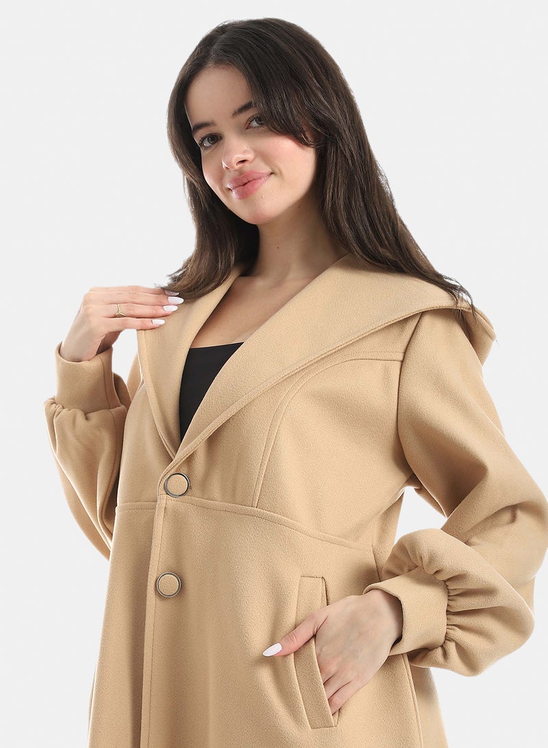 Red Circle Elegant Modest Long Coat - Image 4