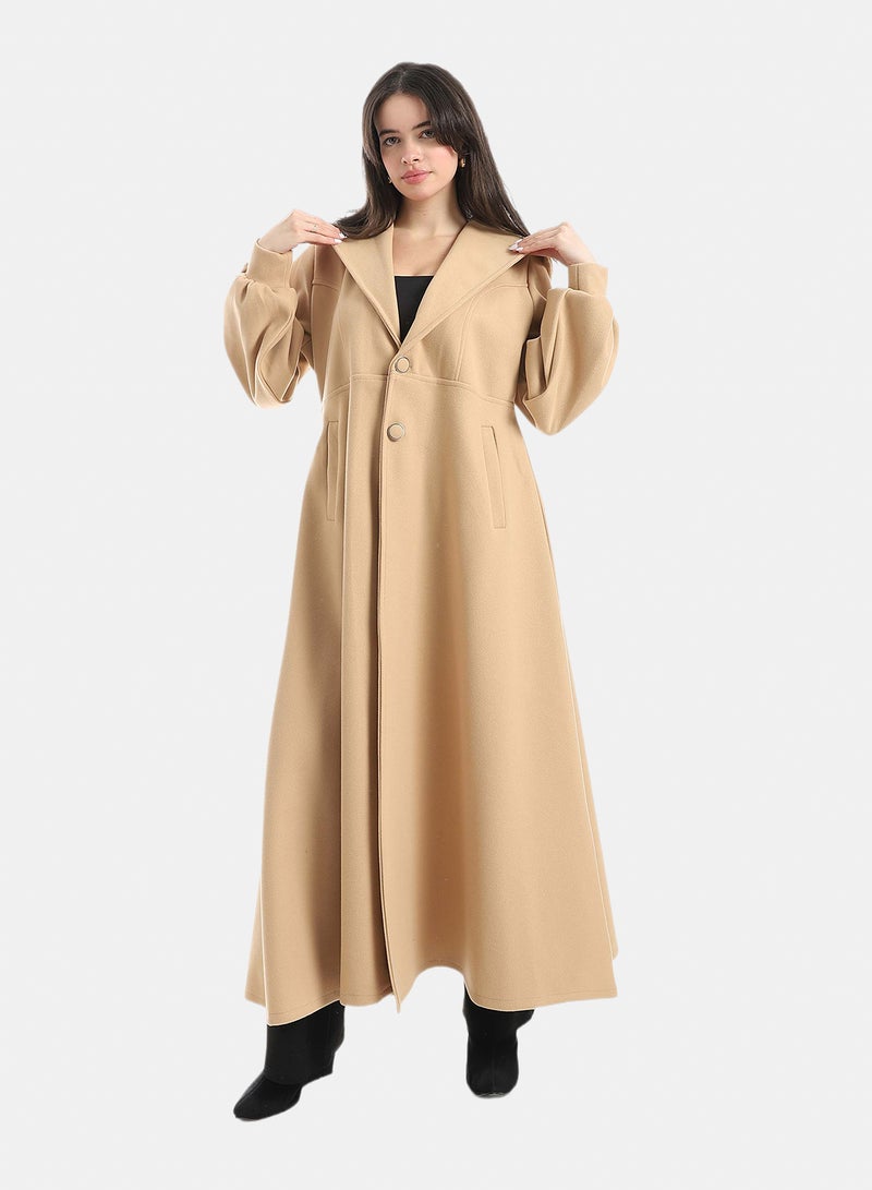 Red Circle Elegant Modest Long Coat - Image 1