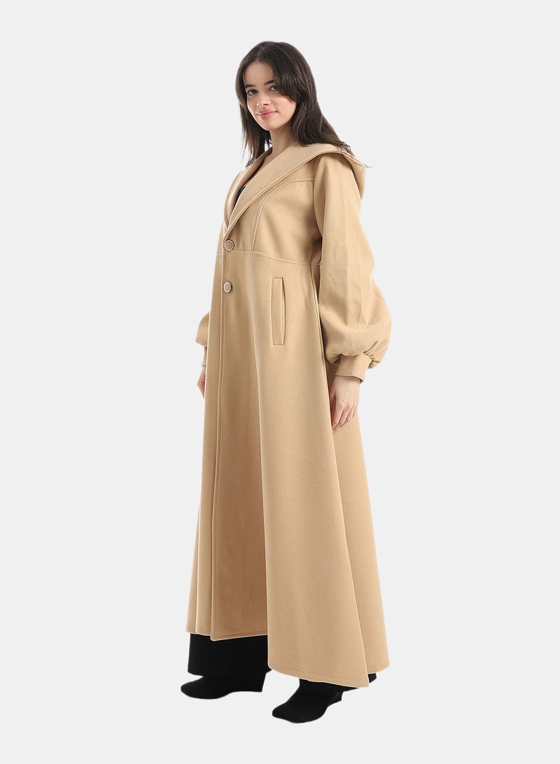 Red Circle Elegant Modest Long Coat - Image 2