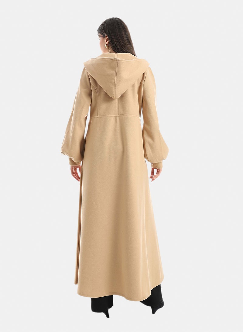 Red Circle Elegant Modest Long Coat - Image 3