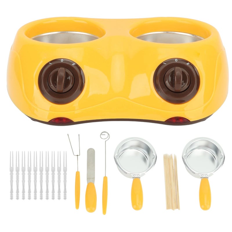 Portable Yellow Electric Chocolate Fondue Pot with Temperature Settings for Hot Milk and Melting Chocolate - Image 4