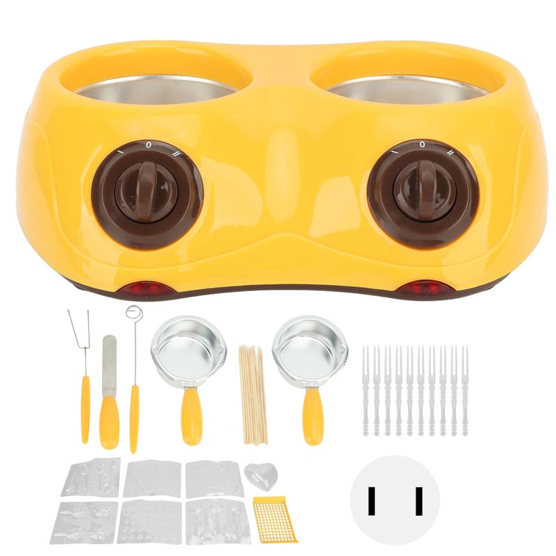 Portable Yellow Electric Chocolate Fondue Pot with Temperature Settings for Hot Milk and Melting Chocolate - Image 3