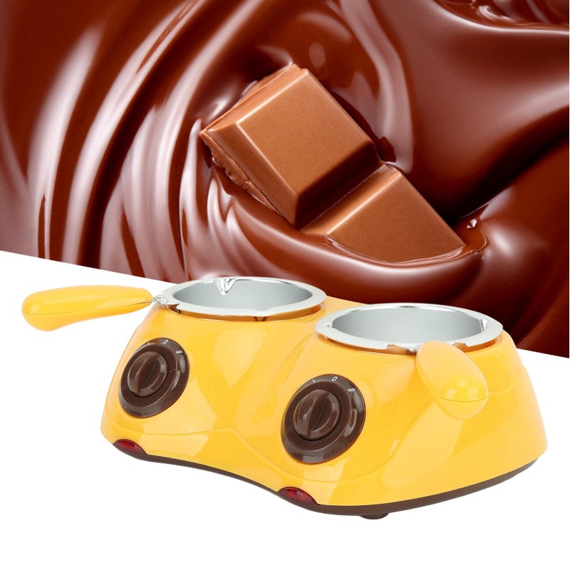 Portable Yellow Electric Chocolate Fondue Pot with Temperature Settings for Hot Milk and Melting Chocolate - Image 5