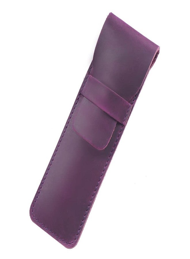 SEIWEI Leather Pen Case Pencil Pouch Holder Ballpoint Rollerball Pens and Pencils with Tuck in Flap,Purple (S) - Image 1