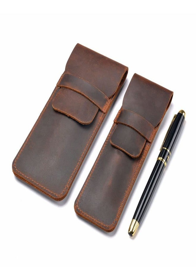 SEIWEI Leather Pen Case Pencil Pouch Holder Ballpoint Rollerball Pens and Pencils with Tuck in Flap,Purple (S) - Image 2