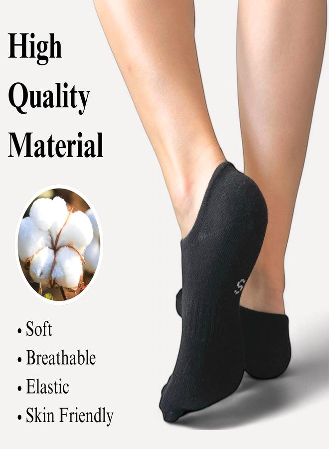 ss soxsense Soxsense No Show Toe Socks Premium Cotton for Women, Align Toes Five Finger Liner Low Cut Thin Socks for Bunion, (4 Pairs) (US, Alpha, Medium, Regular, Regular, Black) - Image 5
