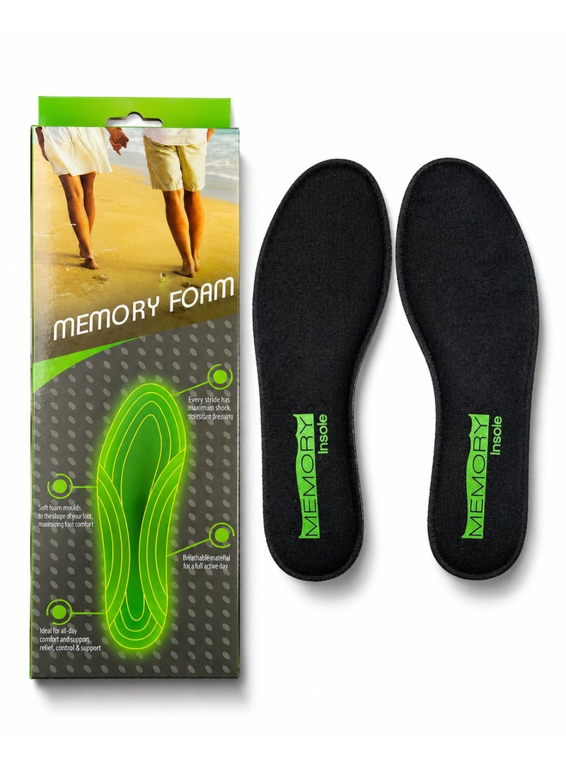 نعل داخلي للمشي من رغوة الذاكرة (Memory Foam) للرجال والنساء، حشوات أحذية ناعمة ومريحة، دعم للقدم مع خاصية امتصاص الصدمات، جيد التهوية ومريح للاستخدام طوال اليوم، مقاس أوروبي ثابت 44، زوج واحد. - Image 1