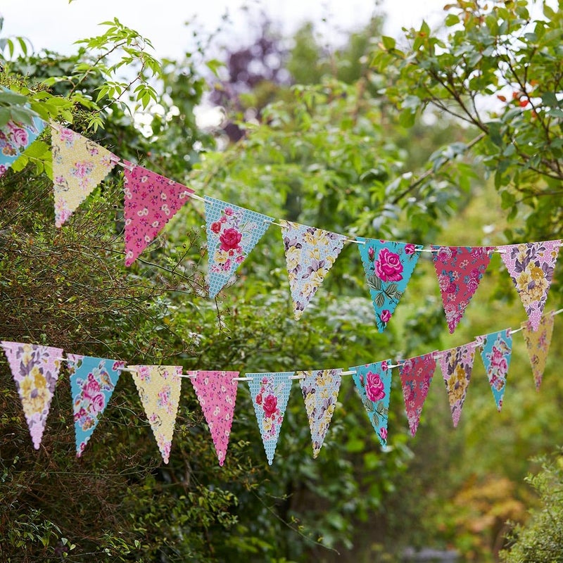 Talking Tables 13ft Vintage Floral Paper Bunting | Afternoon Tea Party Decorations, Wedding, Mother's Day, Bridgerton Birthday Decorations | Floral Banner & DÃ©cor, Bridal Shower, Baby Shower - Image 2