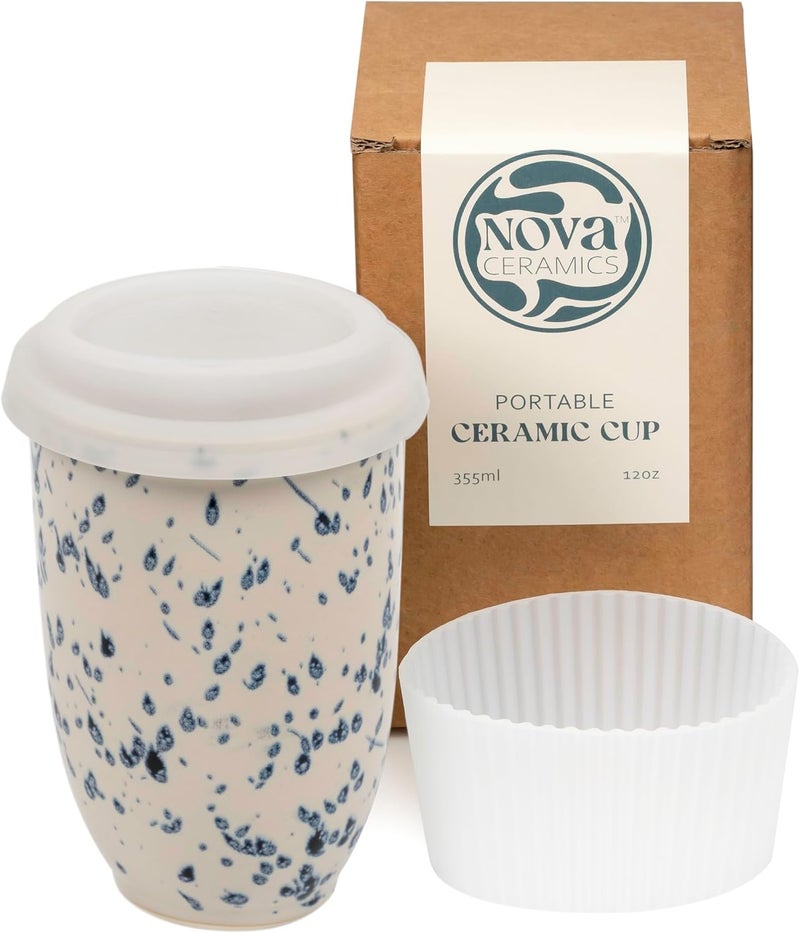 NOVA CERAMICS كوب سيراميك نوفا بنقطة زرقاء - Image 1
