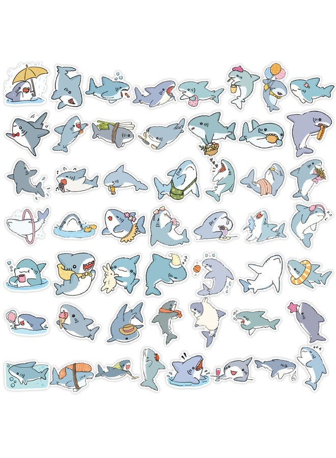 مجموعة من 50 قطعة من ملصقات القرش المقاومة للماء، ملصقات جرافيتي لأجهزة الكمبيوتر المحمول والمجلات ودفاتر القصاصات وحقائب السفر وزجاجات المياه وألواح التزلج ودفاتر الملاحظات، ملصقات لطيفة للأطفال والكبار - Image 3