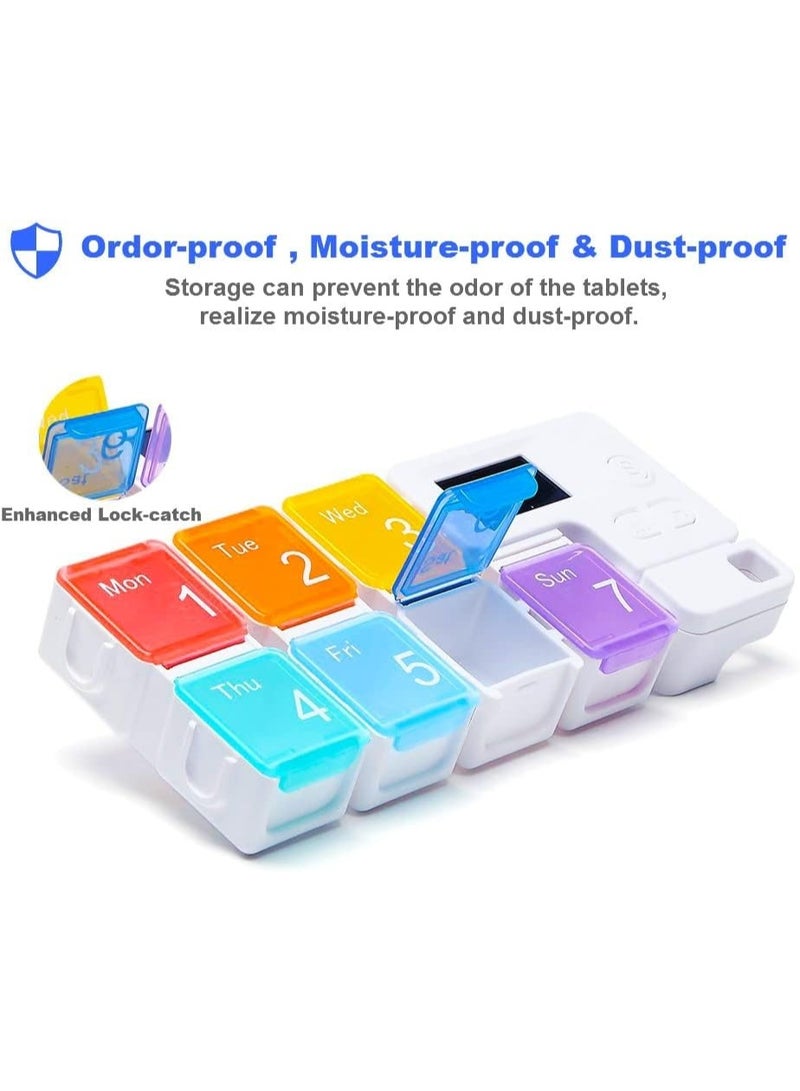 Generic 7 Day Pill Organizer, 4 Reminder Alarms, Loud Sound,Large Compartments,Large Screen,Moisture-Proof Design,Hold Vitamins,Fish Oil,Supplements,Weekly Pill Box/Cases,Daily Medicine Dispenser - Image 4