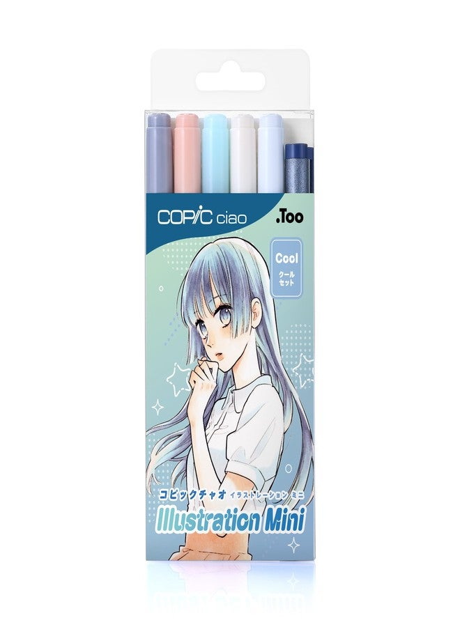 Copic Ciao Illustration Mini Cool Set, 5 Alcohol-markers + 1 Multiliner drawing pen - Image 2
