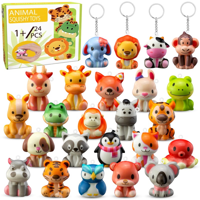 DMIGHT Party Favors for Kids 24PCS Safari Animal Cute Squishy Keychains ToysGoodie Bag Stuffers Pinata StuffersBirthday Gifts for Boys GirlsTreasure Chest PrizesClassroom Prizes for Kids - Image 3