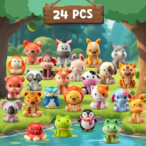 DMIGHT Party Favors for Kids 24PCS Safari Animal Cute Squishy Keychains ToysGoodie Bag Stuffers Pinata StuffersBirthday Gifts for Boys GirlsTreasure Chest PrizesClassroom Prizes for Kids - Image 5