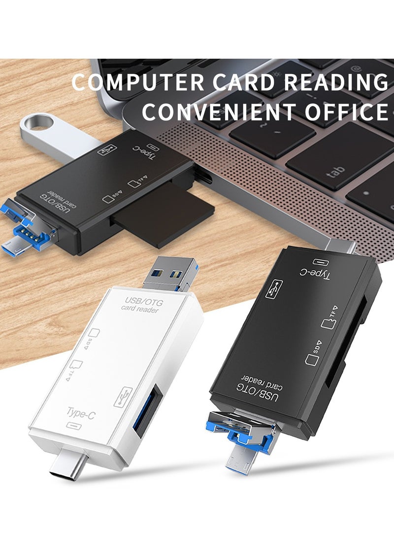 SD Card Reader USB C 6-in-1 OTG Storage Adapter Connector USB 2.0 USB C Micro USB Support SD/MicroSD/SDXC/SDHC/MMC/RS-MMC/UHS-I Compatible with Mobile Phones Laptops etc.  - Image 2