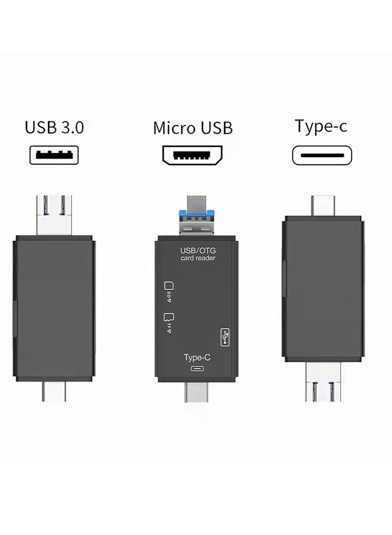SD Card Reader USB C 6-in-1 OTG Storage Adapter Connector USB 2.0 USB C Micro USB Support SD/MicroSD/SDXC/SDHC/MMC/RS-MMC/UHS-I Compatible with Mobile Phones Laptops etc.  - Image 3