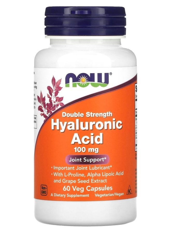 now Hyaluronic Acid Double Strength 100 mg 60 Veg Capsules