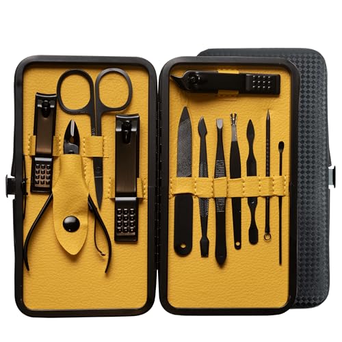 Qshare Nail Cutter Kit - 12 in 1 Professional Manicure Pedicure Set, Stainless Steel Nail Care Kit with Travel Case, Nail Clippers Grooming Kit, Perfect Nail Cutter with Leather Case for Women & Men - Image 1