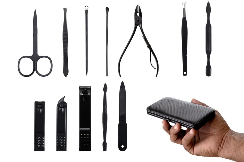 Qshare Nail Cutter Kit - 12 in 1 Professional Manicure Pedicure Set, Stainless Steel Nail Care Kit with Travel Case, Nail Clippers Grooming Kit, Perfect Nail Cutter with Leather Case for Women & Men - Image 2