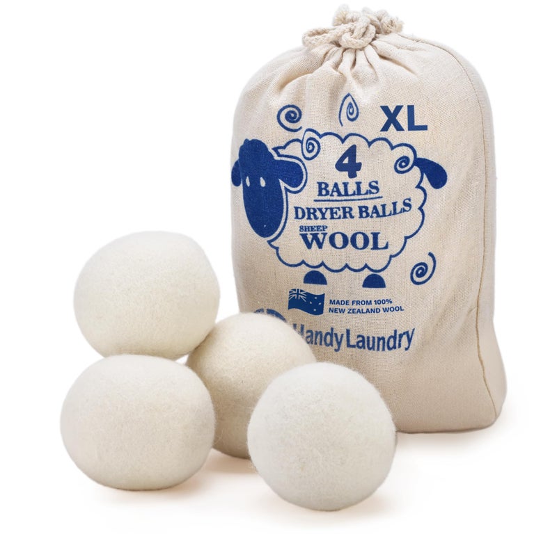 Handy Laundry Wool Dryer Balls - Natural Fabric Softener, Reusable, Reduces Clothing Wrinkles and Saves Drying Time, Better Alternative to Plastic Balls and Liquid Softener (Pack of 4) - Image 1