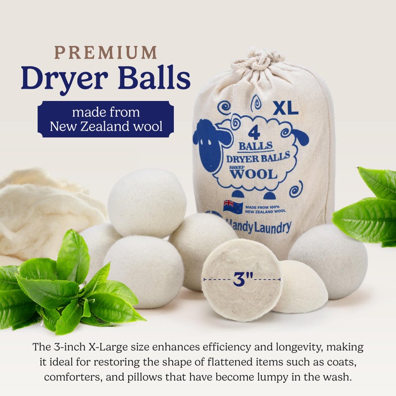 Handy Laundry Wool Dryer Balls - Natural Fabric Softener, Reusable, Reduces Clothing Wrinkles and Saves Drying Time, Better Alternative to Plastic Balls and Liquid Softener (Pack of 4) - Image 2
