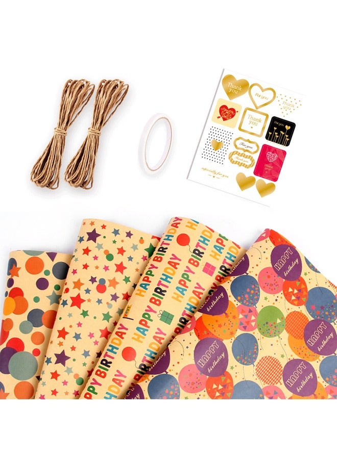 ZCM-HAPPY Premium Gift Wrapping Set with Double-Sided Tape, Decorative Ropes and Stickers - Elegant Luxury Wrapping Paper Kit for All Occasions - Image 1