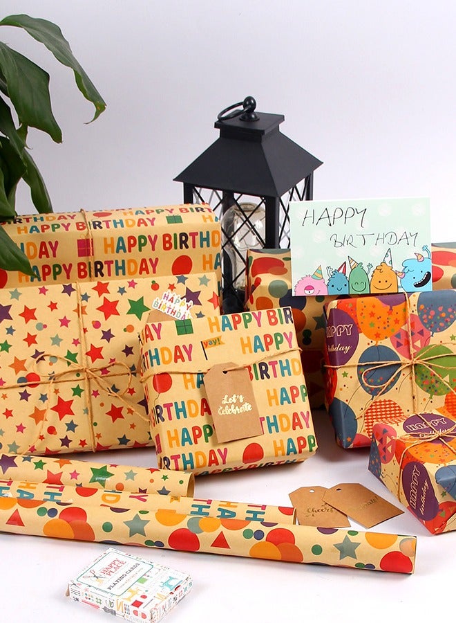 ZCM-HAPPY Premium Gift Wrapping Set with Double-Sided Tape, Decorative Ropes and Stickers - Elegant Luxury Wrapping Paper Kit for All Occasions - Image 4