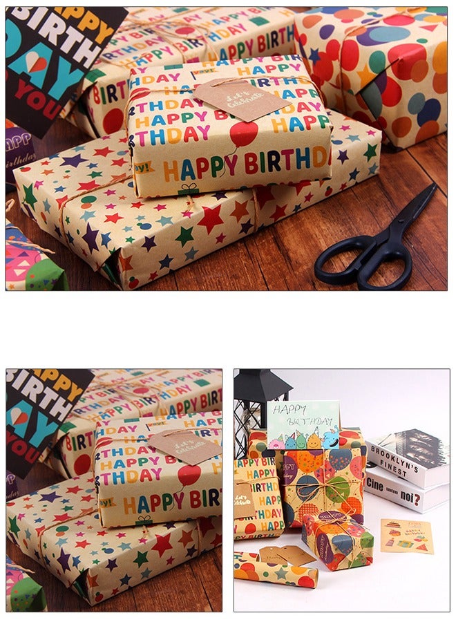 ZCM-HAPPY Premium Gift Wrapping Set with Double-Sided Tape, Decorative Ropes and Stickers - Elegant Luxury Wrapping Paper Kit for All Occasions - Image 5