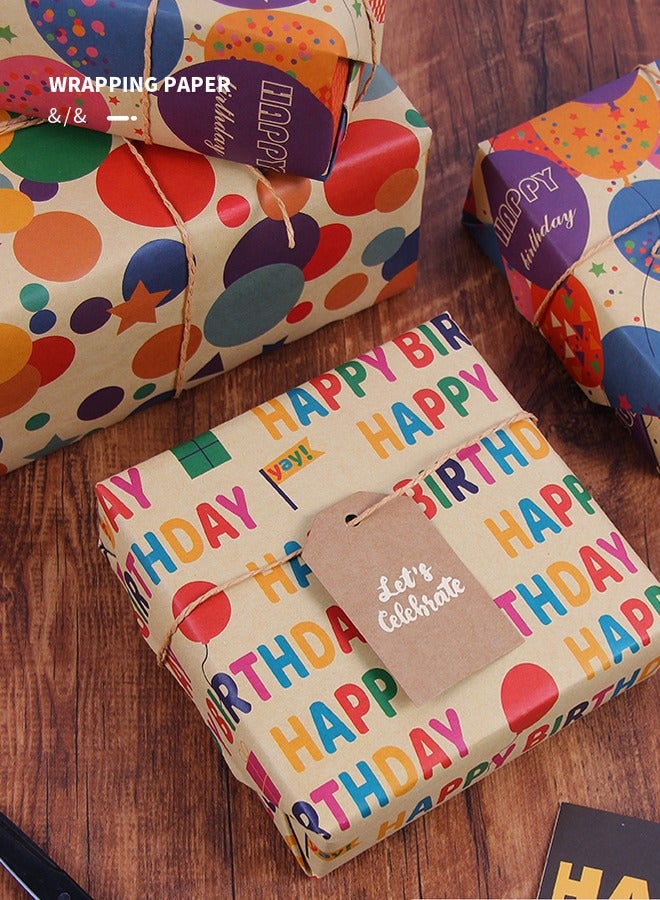 ZCM-HAPPY Premium Gift Wrapping Set with Double-Sided Tape, Decorative Ropes and Stickers - Elegant Luxury Wrapping Paper Kit for All Occasions - Image 3