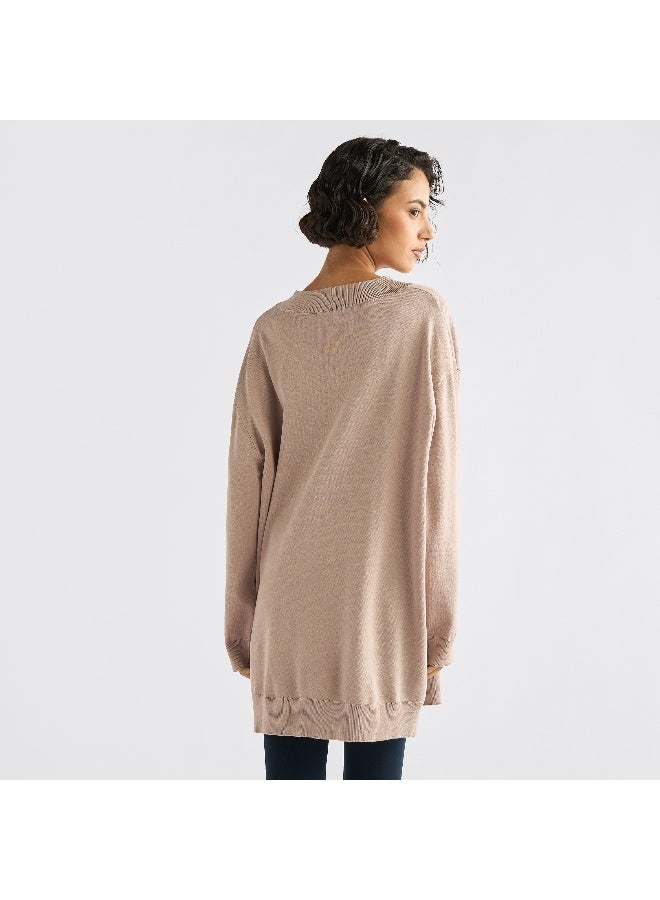 Splash FAV V-neck Sweater with Long Sleeves  - Image 2