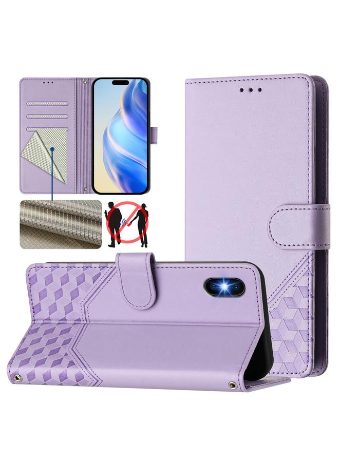 S-TOP Case For iPhone X / XS Honeycomb Embossing RFID Leather Phone Case - Image 1