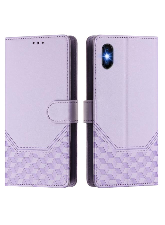 S-TOP Case For iPhone X / XS Honeycomb Embossing RFID Leather Phone Case - Image 2