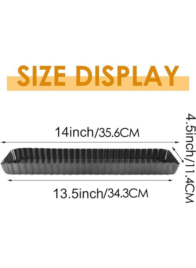 Cyimi Rectangular Tart Pan 14 Inch Nonstick Quiche Pie Pan with Removable Bottom Tart Pan for Pies, Quiche Bakeware, Cheese Cakes, Desserts - Image 2