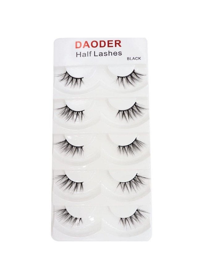 DAODER False Eyelashes Half Lashes Wispy Cat Eye Faux 3D Mink Lashes Natural Look Soft Handmade Wispies 715mm Eye Lashes For Eye Makeup 5 Pairs (Half Lashes 04)  - Image 1
