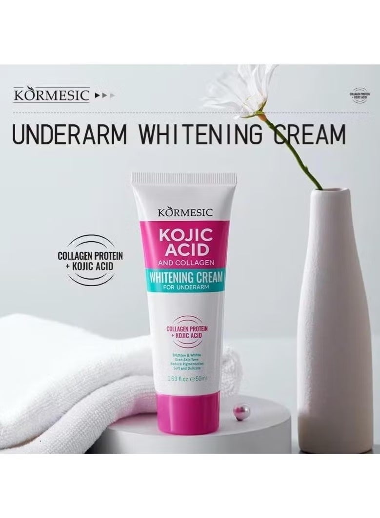 Kormesic كريم تفتيح الإبط بحمض الكوجيك والكولاجين، يقلل من ظهور البقع الداكنة وتصبغات الجلد غير المتجانسة، 50 مل - Image 3