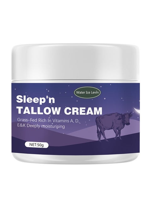 Night Face Cream with Grass-Fed Tallow, Moisturizing Sleeping Cream, Deep Hydration for Women, Anti-Aging, Wrinkle Reducing, Skin Elasticity Enhancer, Rich in Vitamins A, D, E & K (50g )