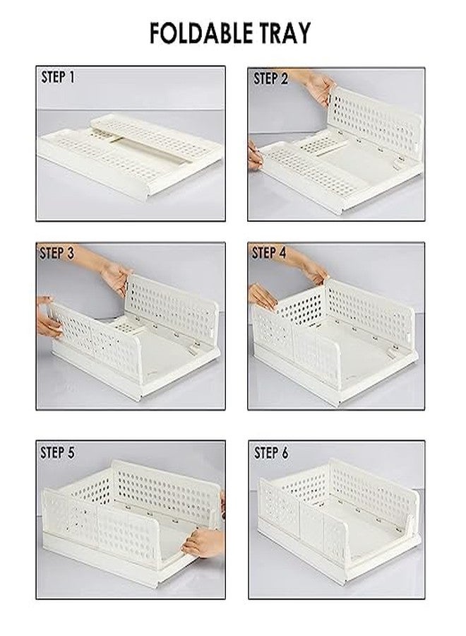 Whixant Set of 3 Stackable Closet Storage Box, Plastic Drawer Organizer, Foldable Wardrobe Clothes Shelf Baskets, Folding Containers Bins Cubes, Perfect for Kitchen, Office, Bedroom & Bathrooms - Image 2