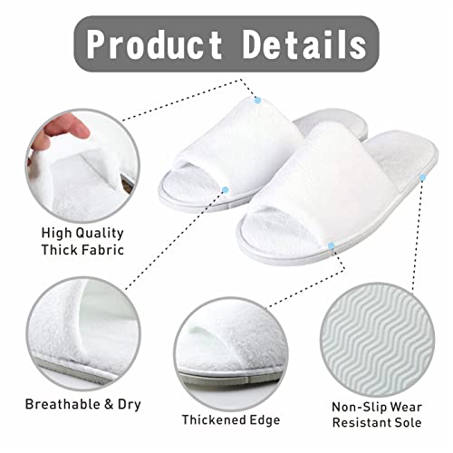 KHC-KHF Spa Slipper 5 Pairs of White Velvet Open Toe Slippers with Travel Bags Slippers Unisex for Guest Women Men for Spa Party Guest Hotel Travel Washable - Image 4
