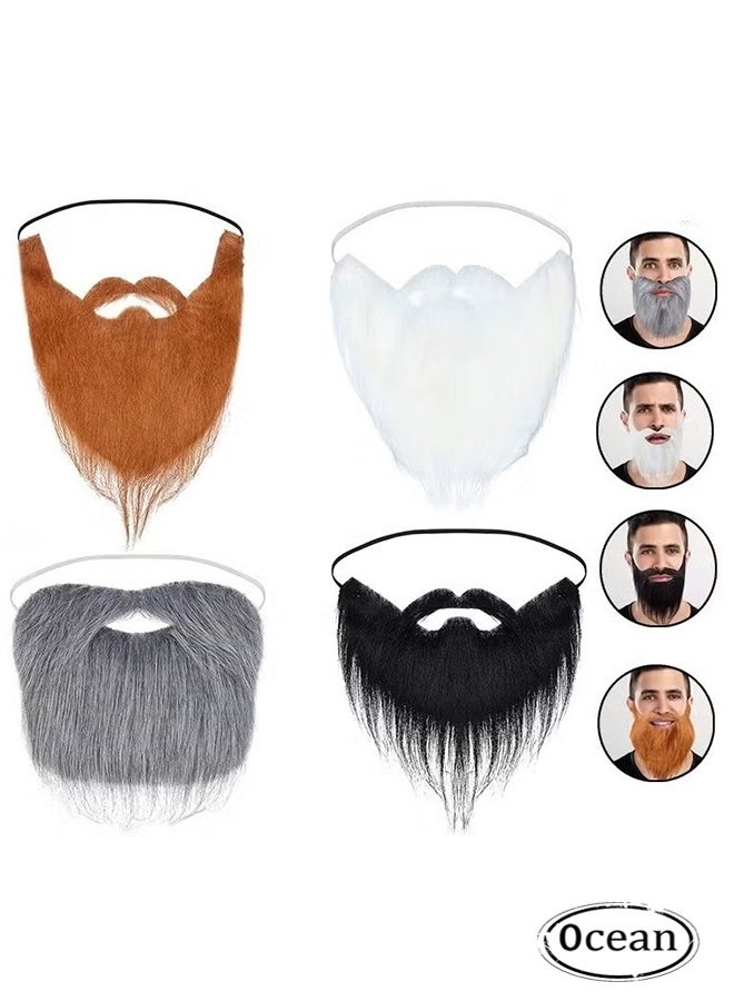 Ocean 4 Pcs Fake Mustache, Facial Hair False Beards, Fake Whisker for Entertainment Drama Party Movie Makeup, Funny Fake Beards Fake Whisker, Mustache for Kids and Adults - Image 1