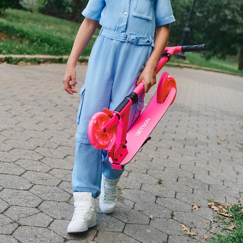 Jetson Highlight 2-Wheel Kick Scooter, Kinetic Lights on Deck and Wheels, 6 Inch Wheels, Rear Brake, Easy-Folding Mechanism, Ages 6+, Pink, JHGLT-PNK - Image 4