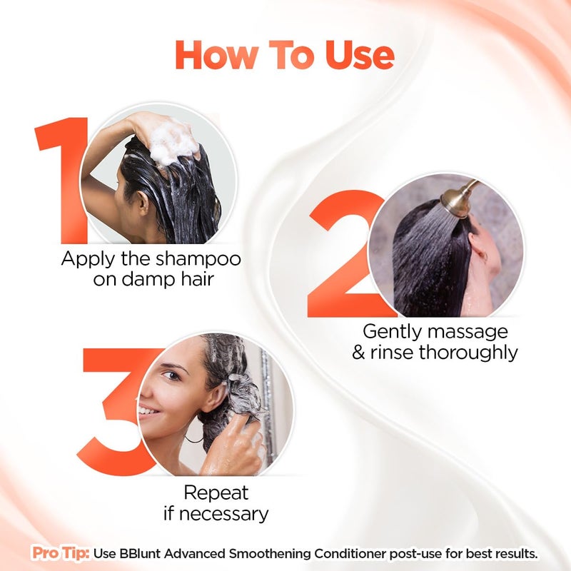 BBLUNT BBLUNT Advanced Smoothening Shampoo with Keratin Hyaluronic Acid 300ml Makes Hair FrizzFree Straighter Gently Cleanses Adds Spectacular Shine SLS ParabenFree For Men Women - Image 4